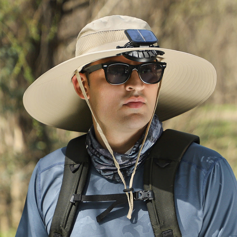 Outdoor Solar Rechargeable Wide Brim Fan Hat